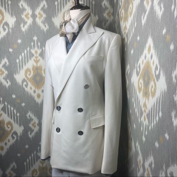 Ralph Lauren Collection ~ Ivory Stretch Wool Double Breasted Camden Blazer - Picture 11 of 16